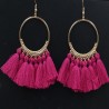 Boucles d'oreilles roses pompons pour femme