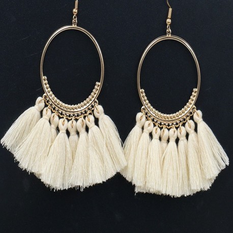 White tassel earrings for women
