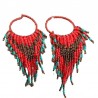Orecchini pendenti con perle rosse multicolori