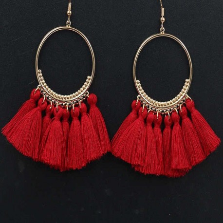 Boucles d'oreilles rouges boho-chic pour femme