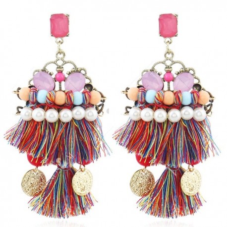 Boucles d'oreilles ethniques multicolores