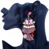 Pink, orange and blue ethnic earrings