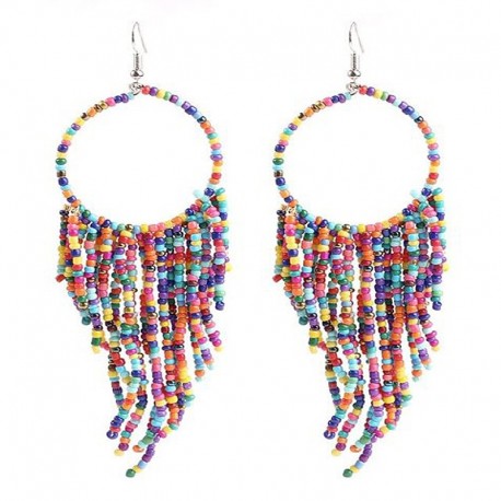Boucles d'oreilles pendantes en perles multicolores