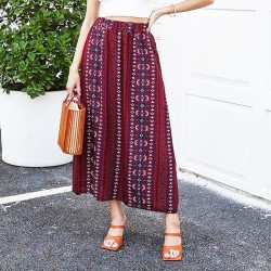 Long burgundy ethnic chic skirt