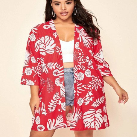 Kimono rojo tropical