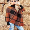 Brown poncho with check pattern
