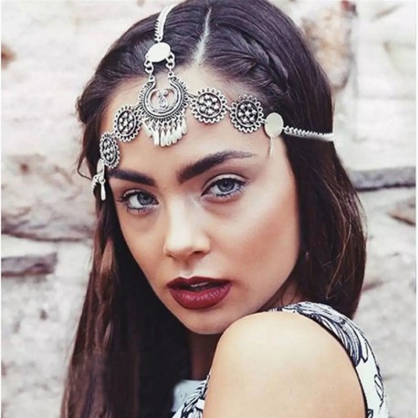 Vintage silver plated head chain Boho-chic | Head jewellery