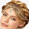 Elegante cadena de cabeza de pequeñas perlas blancas | Joyas de la cabeza