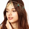 Vintage head chain in turquoise green and silver | Head jewellery