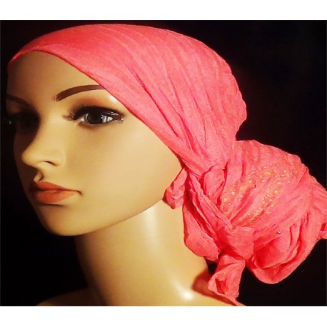 Foulard turban rose clair