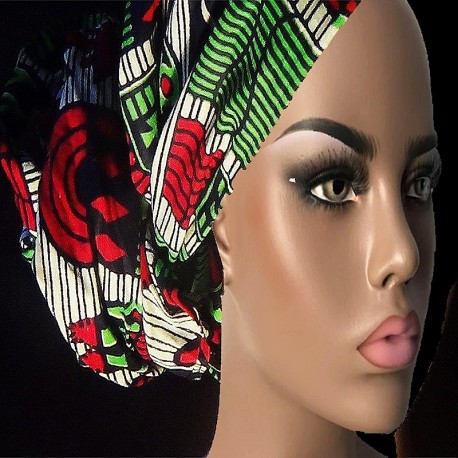 Red and Green African Ankara Headwrap