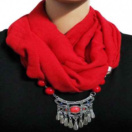 Écharpe collier rouge pour femme