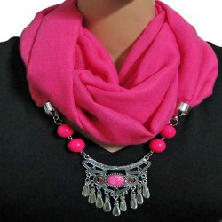 Écharpe collier rose pour femme