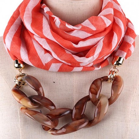 Écharpe collier rose et blanc pour femme