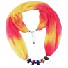 Yellow and pink scarf necklace for women