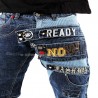 Men's blue jeans with original pattern