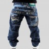 Men's blue jeans with original pattern