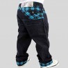 Pantaloni Jeans larghi Hip Hop nero e blu per uomo