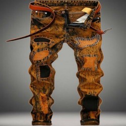 Pantalón vaquero marron streetwear Moda Hip Hop