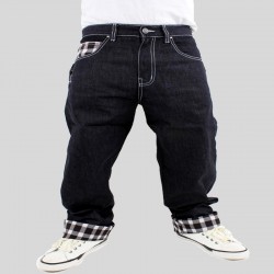 Pantaloni Jeans larghi Hip Hop Bianco e nero per uomo
