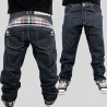 Black and white baggy streetwear jeans for men