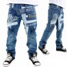 Jean bleu baggy hip hop motifs originaux