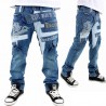Jeans baggy hip hop blu con disegni originali