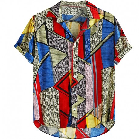 Camisa masculina étnica multicolorida