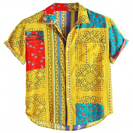 Camisa colorida étnica para hombre