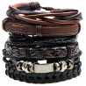 Set of 6 vintage leather bracelets for men