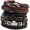 Juego de 6 pulseras de cuero vintage para hombre