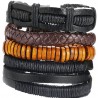 Set of 6 black and brown bracelets for men