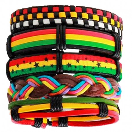 5 braccialetti Rasta per gli uomini