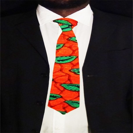 Cravatta da uomo arancione Wax tessuto Africano