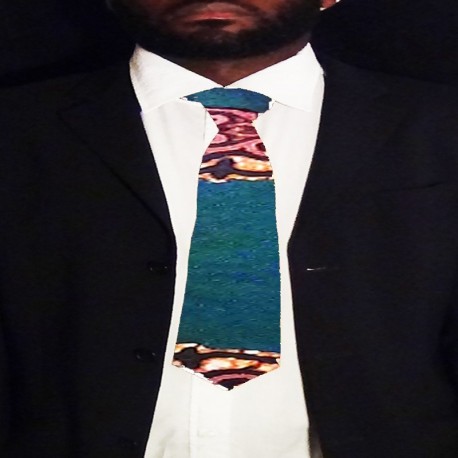 Green African Wax tie - Ankara tie