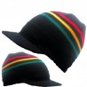 Black Rasta peak visor beanie hat 