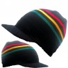 Black Rasta peak visor beanie hat