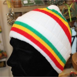 Bonnet rasta reggae blanc à rayures