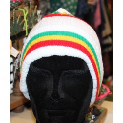 Bonnet rasta reggae blanc à rayures