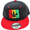 Black Red Rasta Marijuana Cannabis leaf snapback