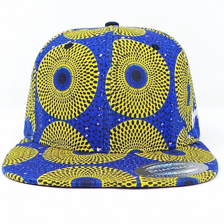 Casquette en Wax Bleu et Jaune - Snapback