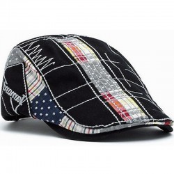 Checked flat cap - Black | Beret cap