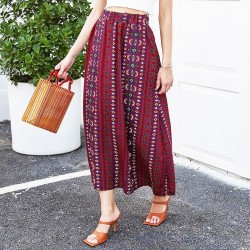 Long burgundy ethnic chic skirt