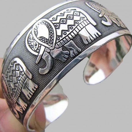 Vintage cuff bracelet with elephant design