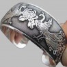 Silver cuff bracelet with pattern