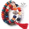 Lot de 3 bracelets de perles multicolores en bois de Bohème