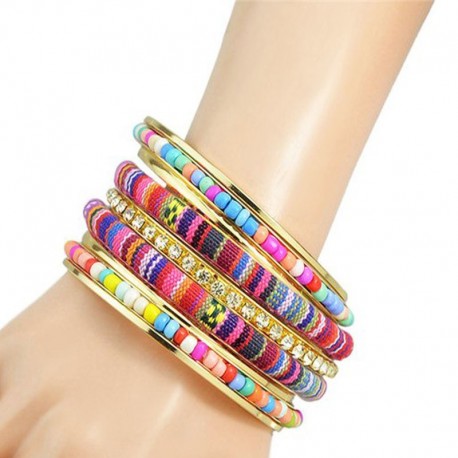 Lote de 4 pulseras de perlas para mujer.