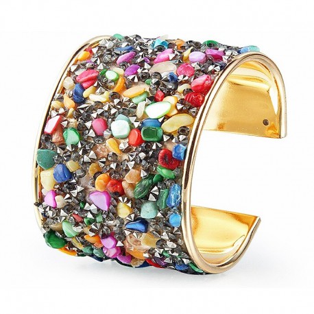 Multicolored ethnic cuff bracelet