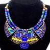 Collana africana multicolore blu e gialla