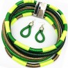 Parure collier africain vert avec des boucles d’oreilles